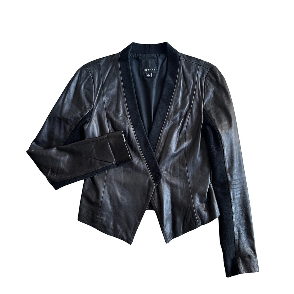 🚫SOLD🚫 Trouvé lambskin leather asymmetrical blazer - Picture 1 of 4